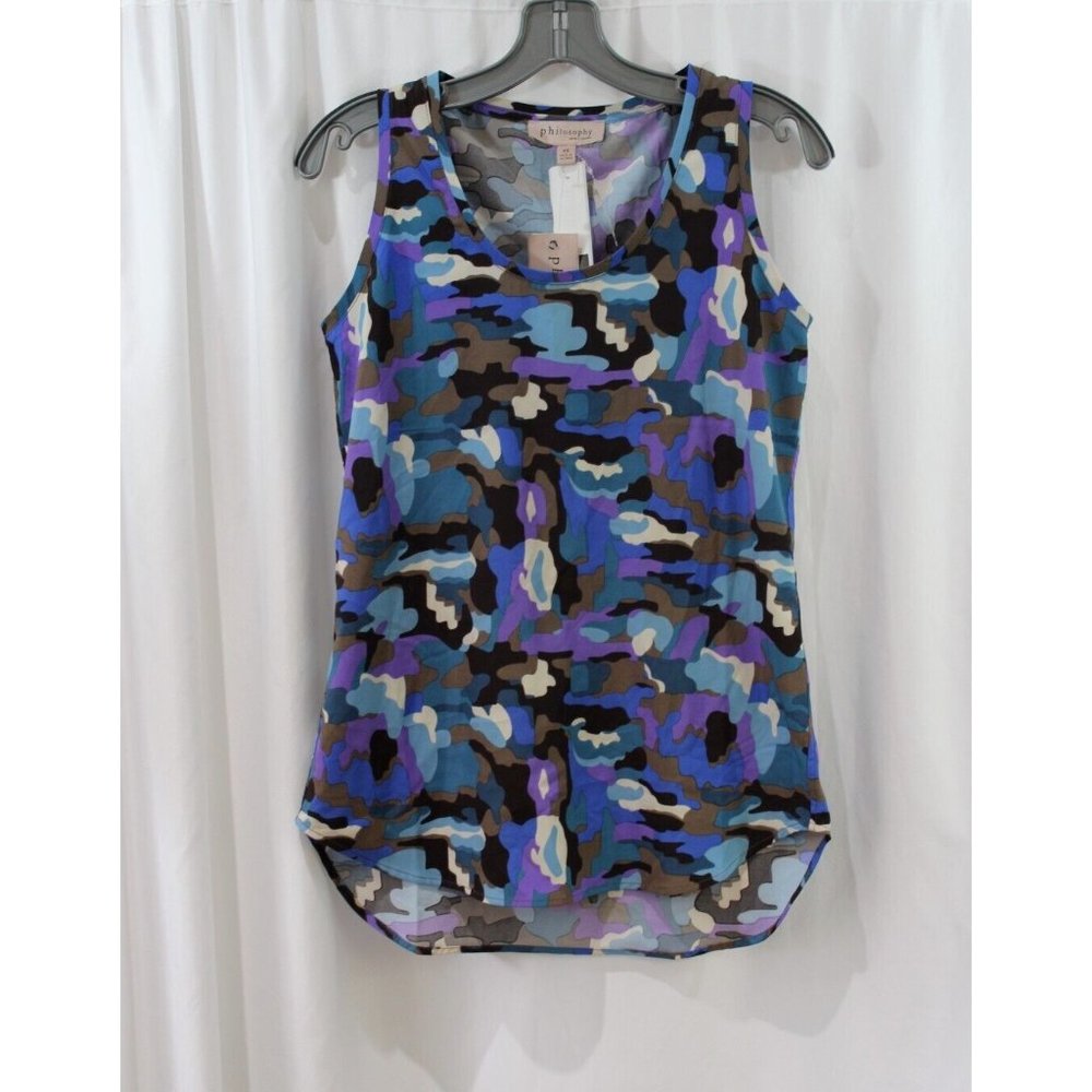Philosophy Womens Olive Camo Sleeveless Blouse‎ XS NWT
